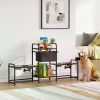 Elevated Dog Feeding Station with Storage, Four 800ml Bowls, Adjustable Height