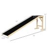 Wooden Dog Ramp for Bed - Non-Slip Carpet Pet Ramp with Top Platform, 74 x 16 x 25 In, Natural
