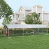 Large Outdoor Dog Kennel 19.7 x 7.5 x 4.9 Ft - Walk-In Run with Waterproof UV-Resistant Roof, Galvanized Steel, Silver