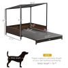 Outdoor Dog Bed, Extendable Wicker Dog Bed with Roof, Soft Cushion for Small and Medium Dogs, Mixed-Brown