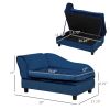 PawHut Pet Sofa Bed with Storage, Blue Foam Couch for Cats and Small Dogs