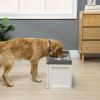 PawHut Raised Pet Feeder with Storage Drawer, 2 Stainless Steel Bowls, Large Dogs, White