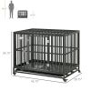 PawHut 44 In Heavy-Duty Dog Crate with Wheels and Playpen - Rolling Steel Kennel, Removable Tray, for Medium and Large Dogs
