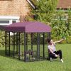 PawHut Welded Wire Outdoor Dog Kennel with Rotating Bowls and Waterproof Cover