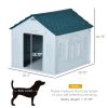 Plastic Dog House for Small and Medium Dogs - Water-Resistant Indoor Outdoor Puppy Shelter with Door, Easy Assembly, Blue