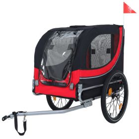 Large Folding Dog Bike Trailer, 66lb Capacity with Steel Frame (Color: as Pic)