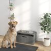 Elevated Dog Bowls with Storage Drawer, Gray MDF, Large Breed