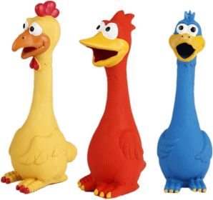 Rubber Chicken Squeaky Dog Toy for Small, Medium, Large Dogs (Color: Red)