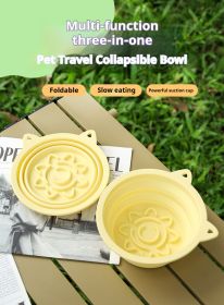 3-in-1 Pet Travel Collapsible Bowl with Slow-Feeder and Suction Cups (Color: Blue, Size: 650ml)