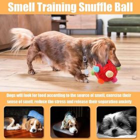 Snuffle Ball Interactive Puzzle Dog Toy Cloth Strip Foraging Feeder (Color: Red)