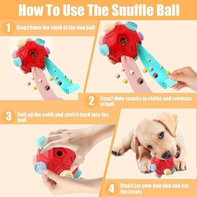 Snuffle Ball Interactive Puzzle Dog Toy Cloth Strip Foraging Feeder (Color: BLUE PINK)