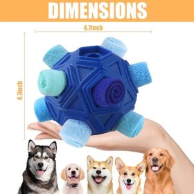 Snuffle Ball Interactive Puzzle Dog Toy Cloth Strip Foraging Feeder (Color: Blue)