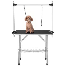 Professional Dog Grooming Table Large Adjustable Heavy Duty Portable (Color: Black)