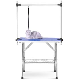 Professional Dog Grooming Table Large Adjustable Heavy Duty Portable (Color: Blue)