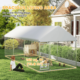 Large Dog Kennel with Adjustable Bowl Rack and Waterproof Cover (default: default title)
