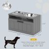 Elevated Dog Bowls with Storage Drawer, Gray MDF, Large Breed