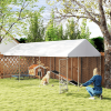 Large Dog Kennel with Adjustable Bowl Rack and Waterproof Cover