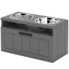 Elevated Dog Bowls with Storage Drawer, Gray MDF, Large Breed